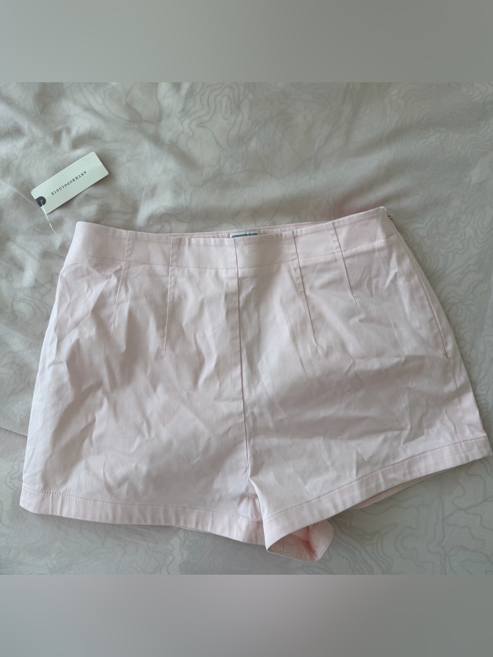 Anthropologie Pale Pink High-Waist Cotton Swing Shorts - Picture 5 of 8